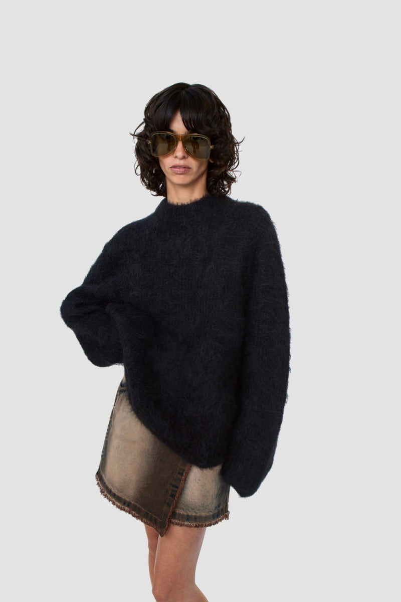 W HARU SWEATER, BLACK