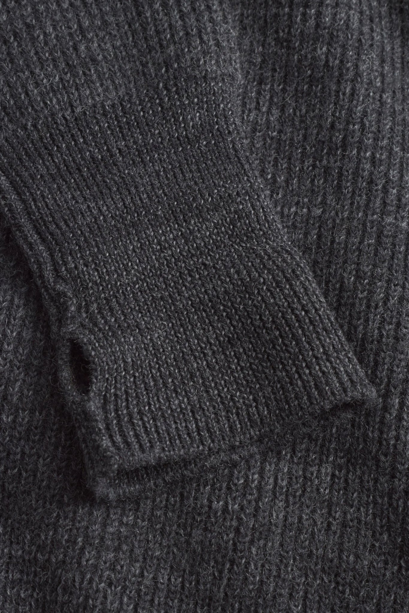 HENNING COTTON WOOL RIB SWEATER Dark Grey Melange