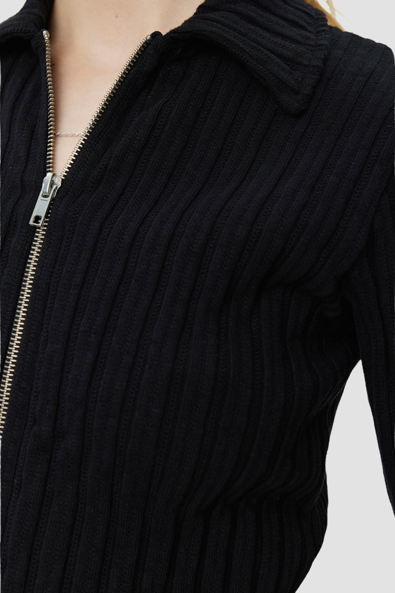 ZIP UP POLO Black Rib