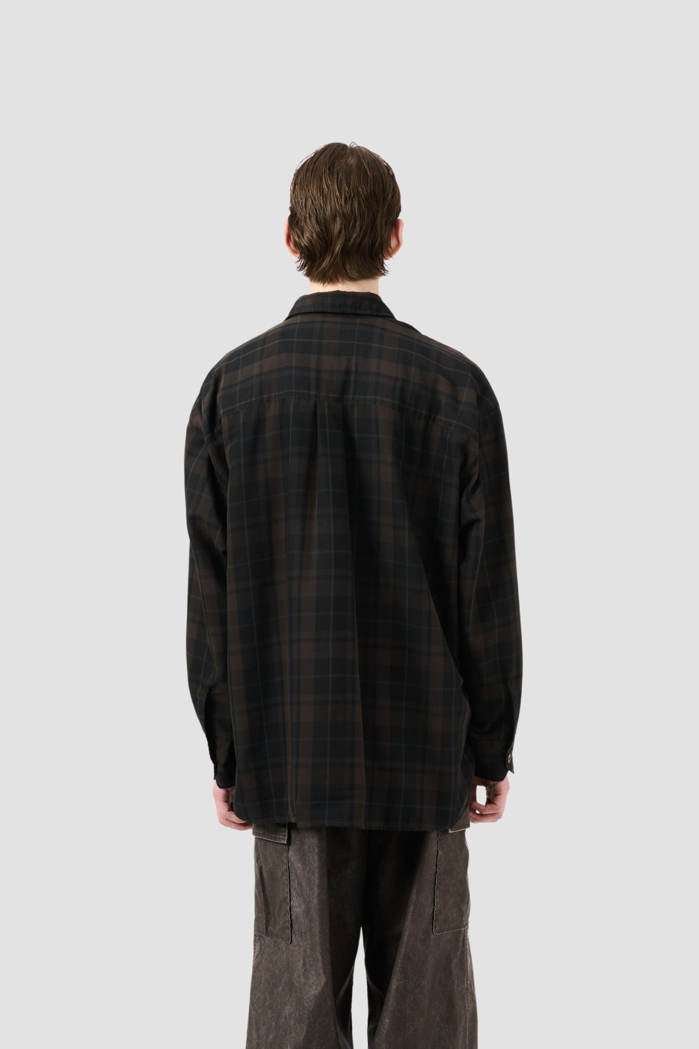 BORROWED SHIRT Black Sheer Shadow Check