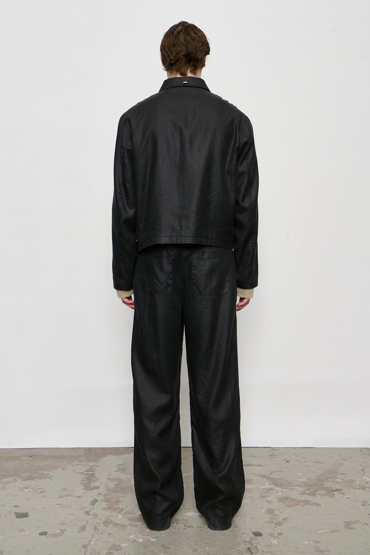MINI JACKET WORKER lacquer black mirror tencel