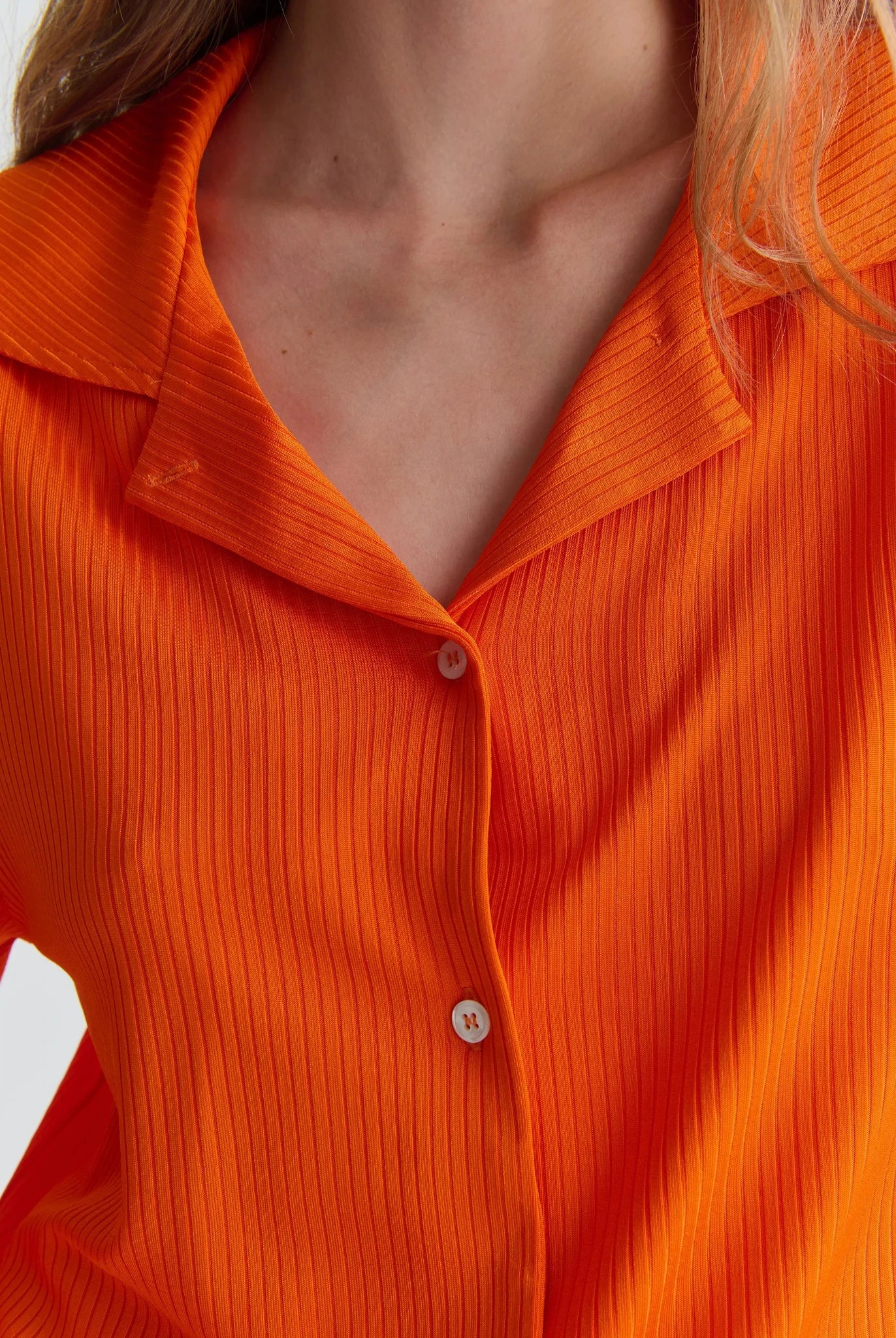 REESE SHIRT Tangerine Viscose Rib
