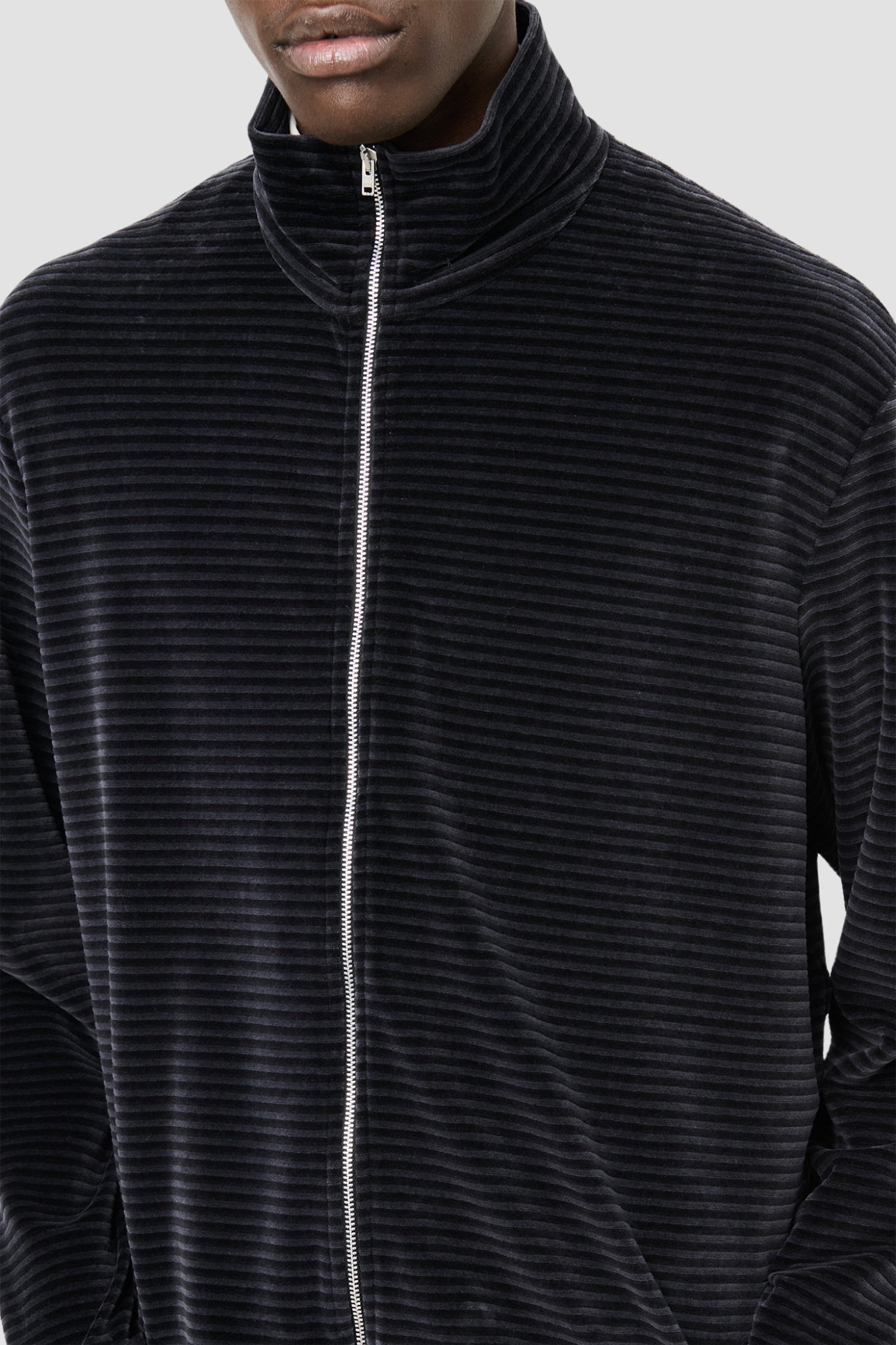 SHRUNKEN FULLZIP POLO Phantom Stripe Velour