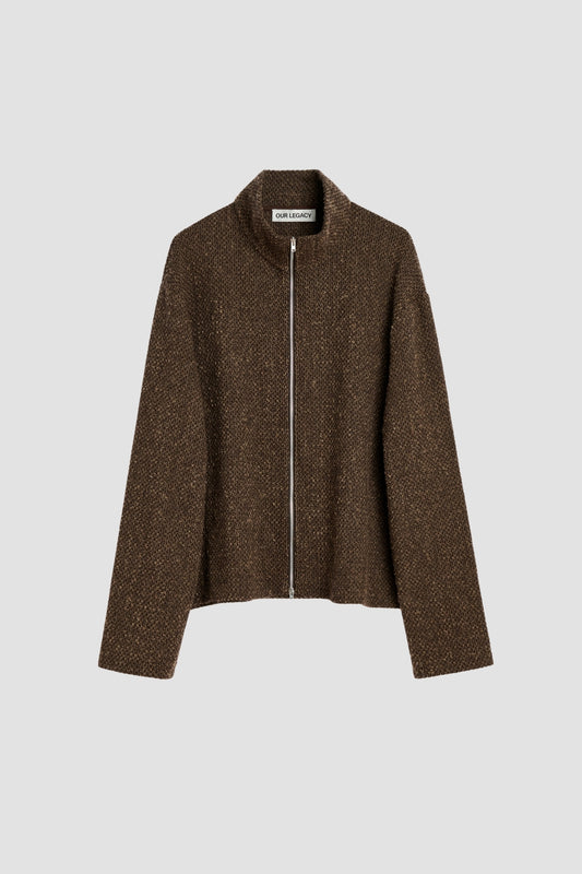 SHRUNKEN FULLZIP POLO Brown Sparse Buckle