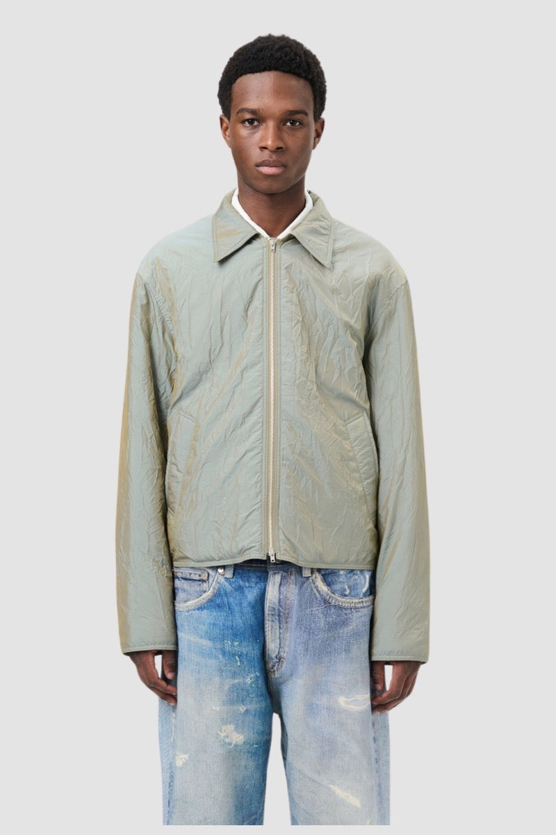 SLIGHT JACKET Shining Olive Crinkle Solaro