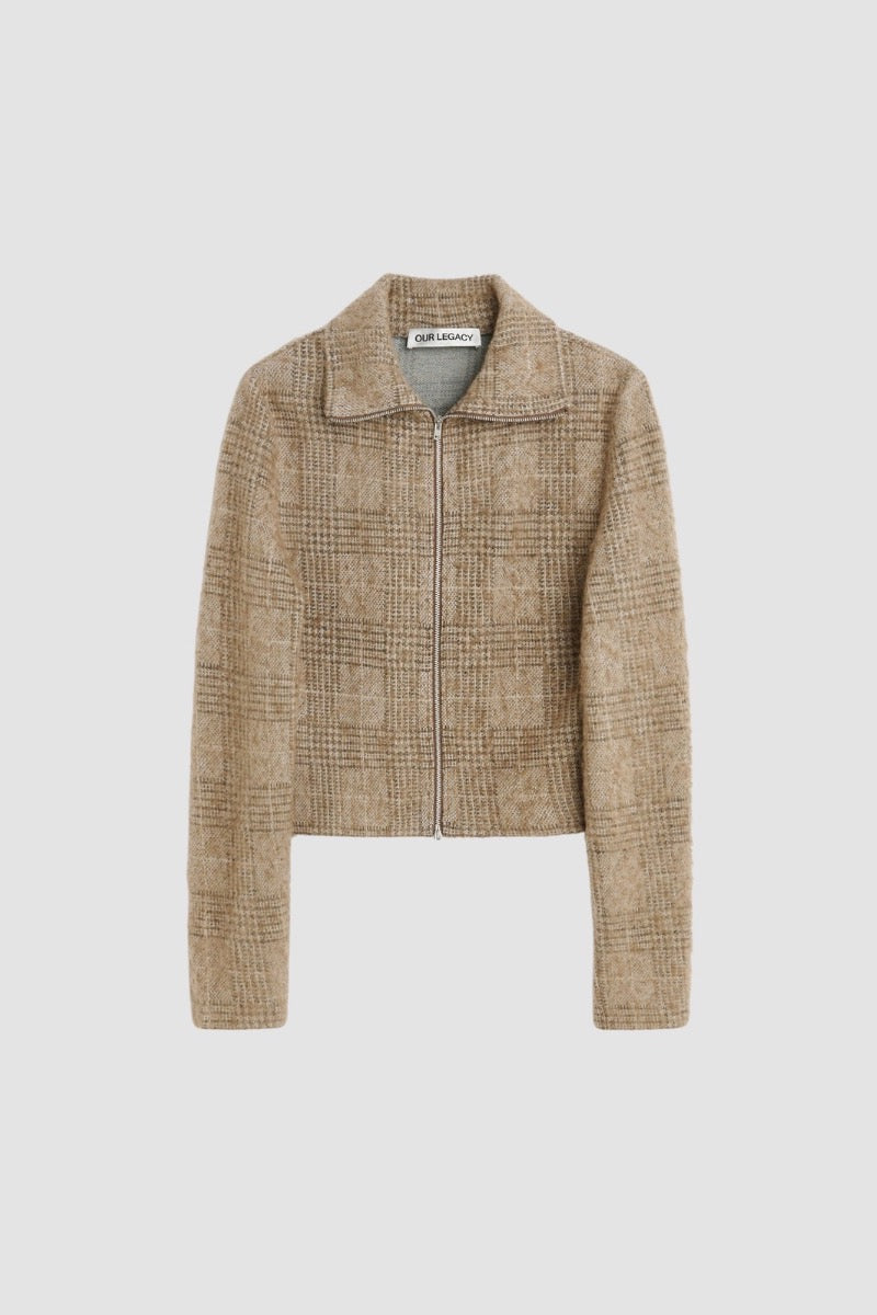 SLIM ZIP LONGSLEEVE Beige Hound Check