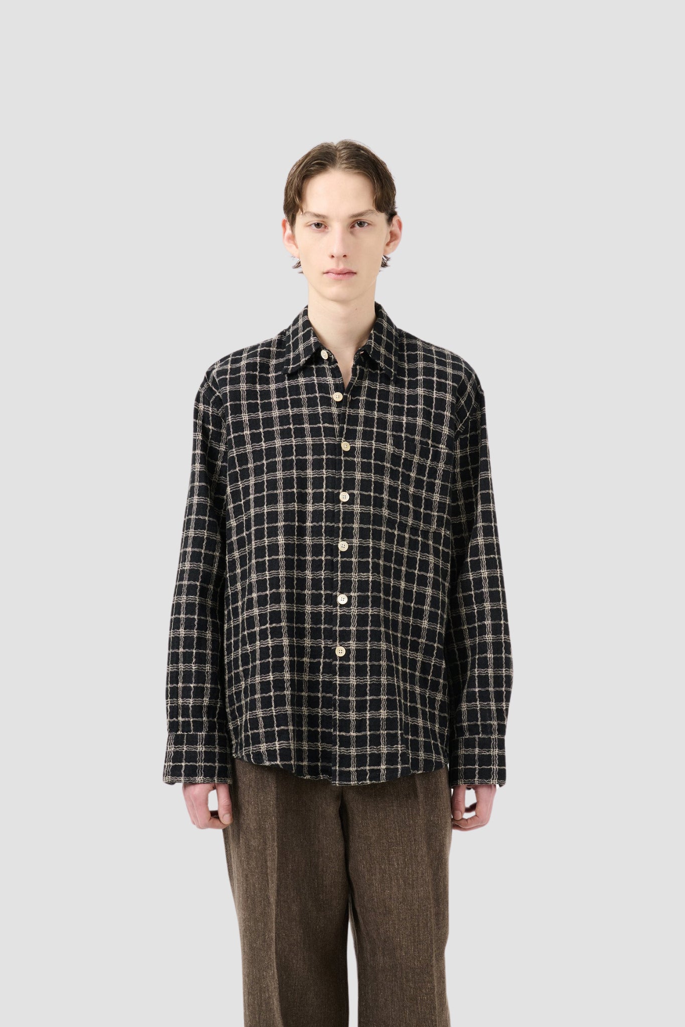 ABOVE SHIRT Black Fishnet Cloth