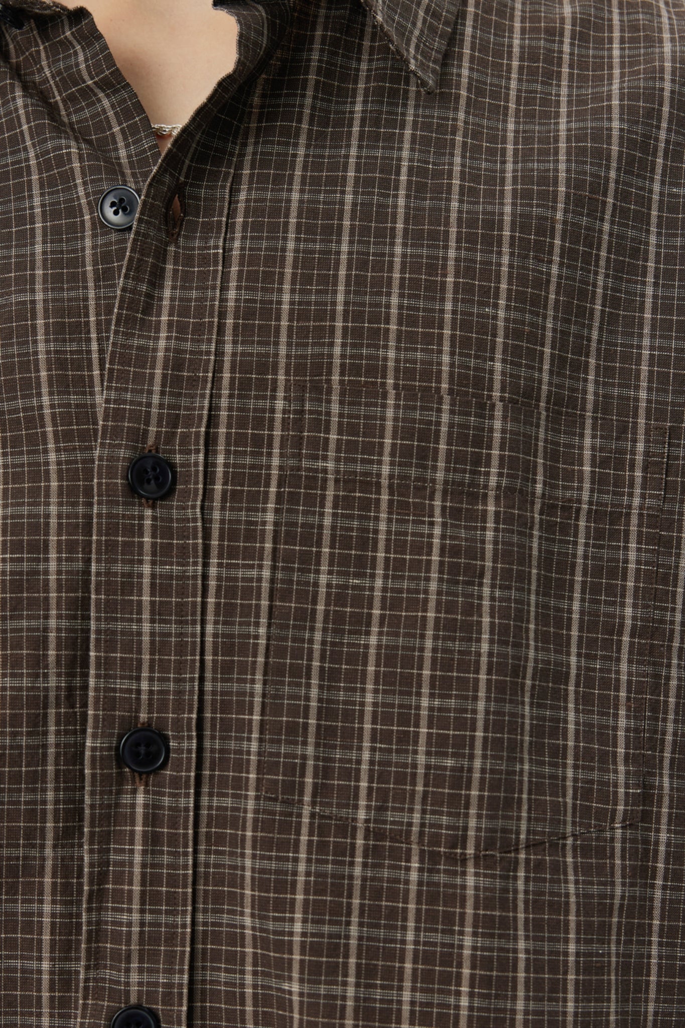 PRIORITY SHIRT Brown Linen Check