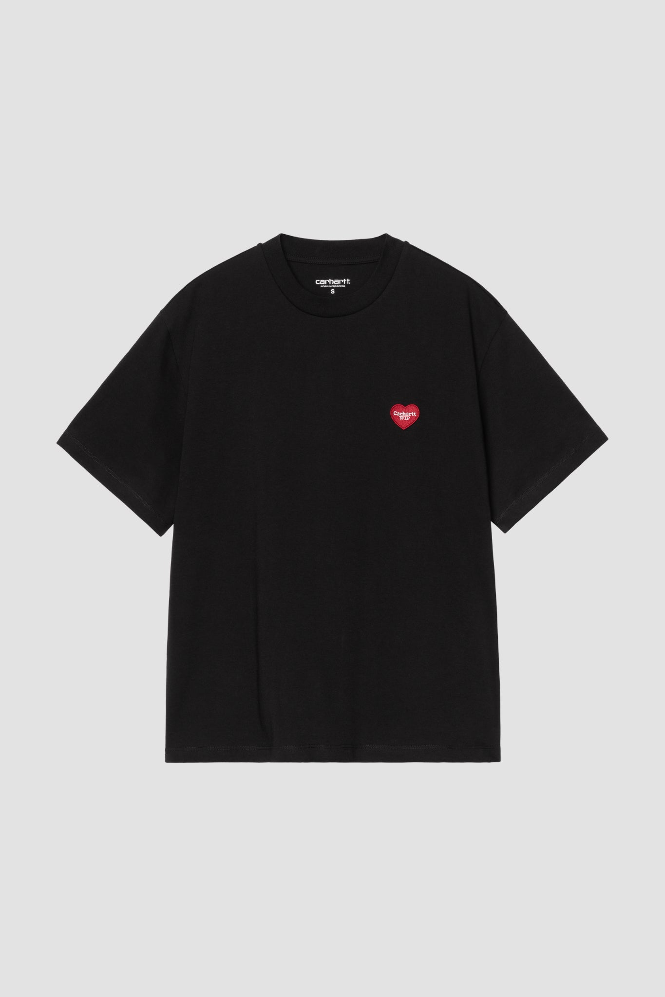 W S/S POCKET HEART T-SHIRT Black/ Red