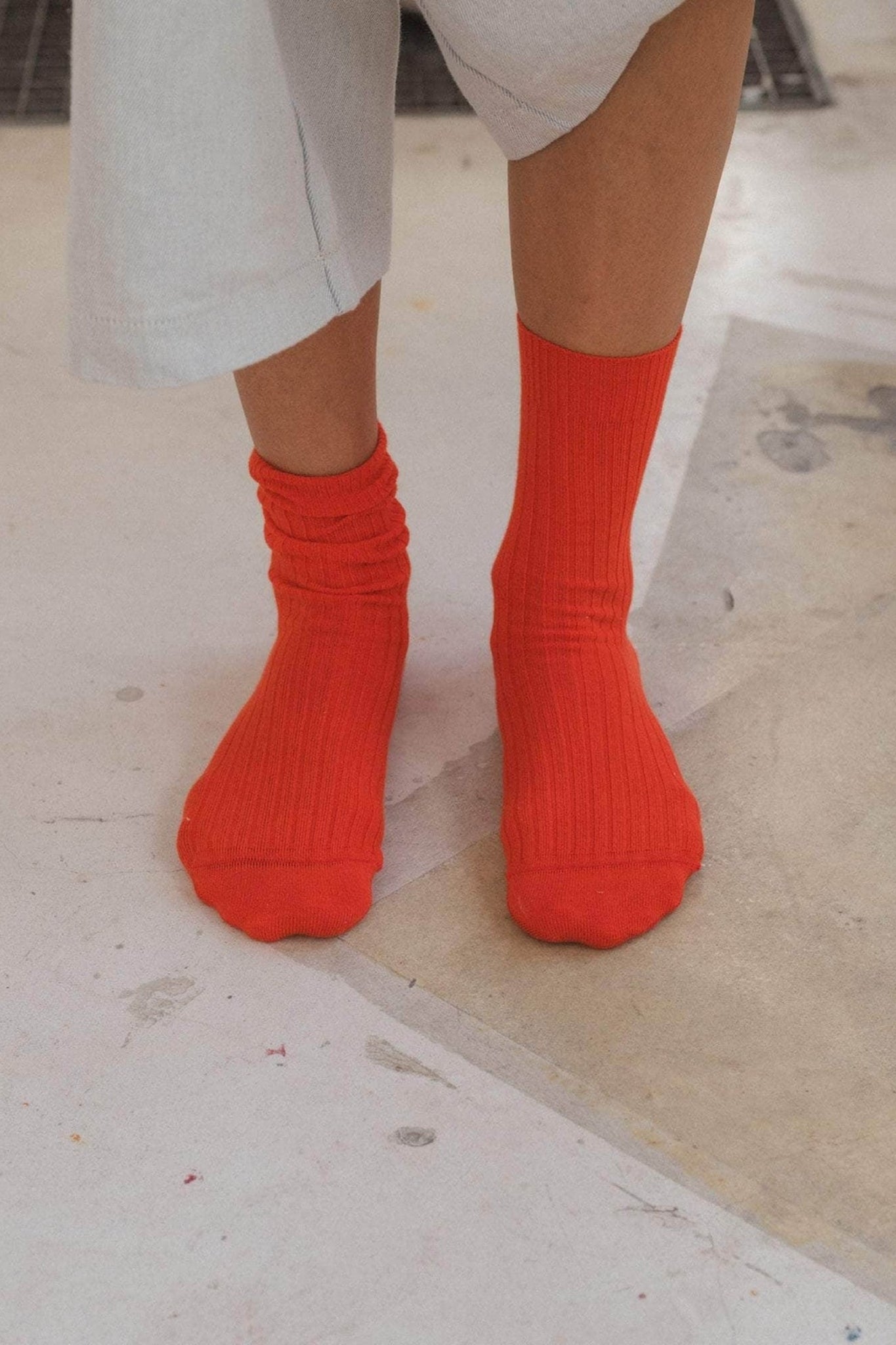 Ribbed Overankle Socks Bill Red