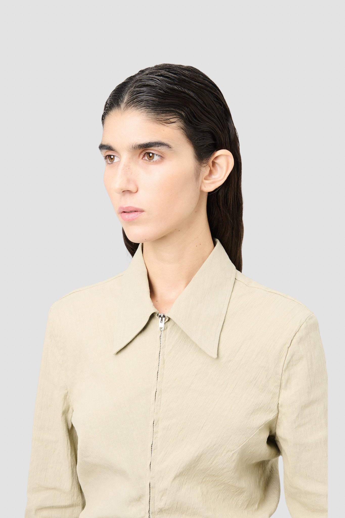 SLIM ZIP SHIRT Dry Grass Rugged Lincot