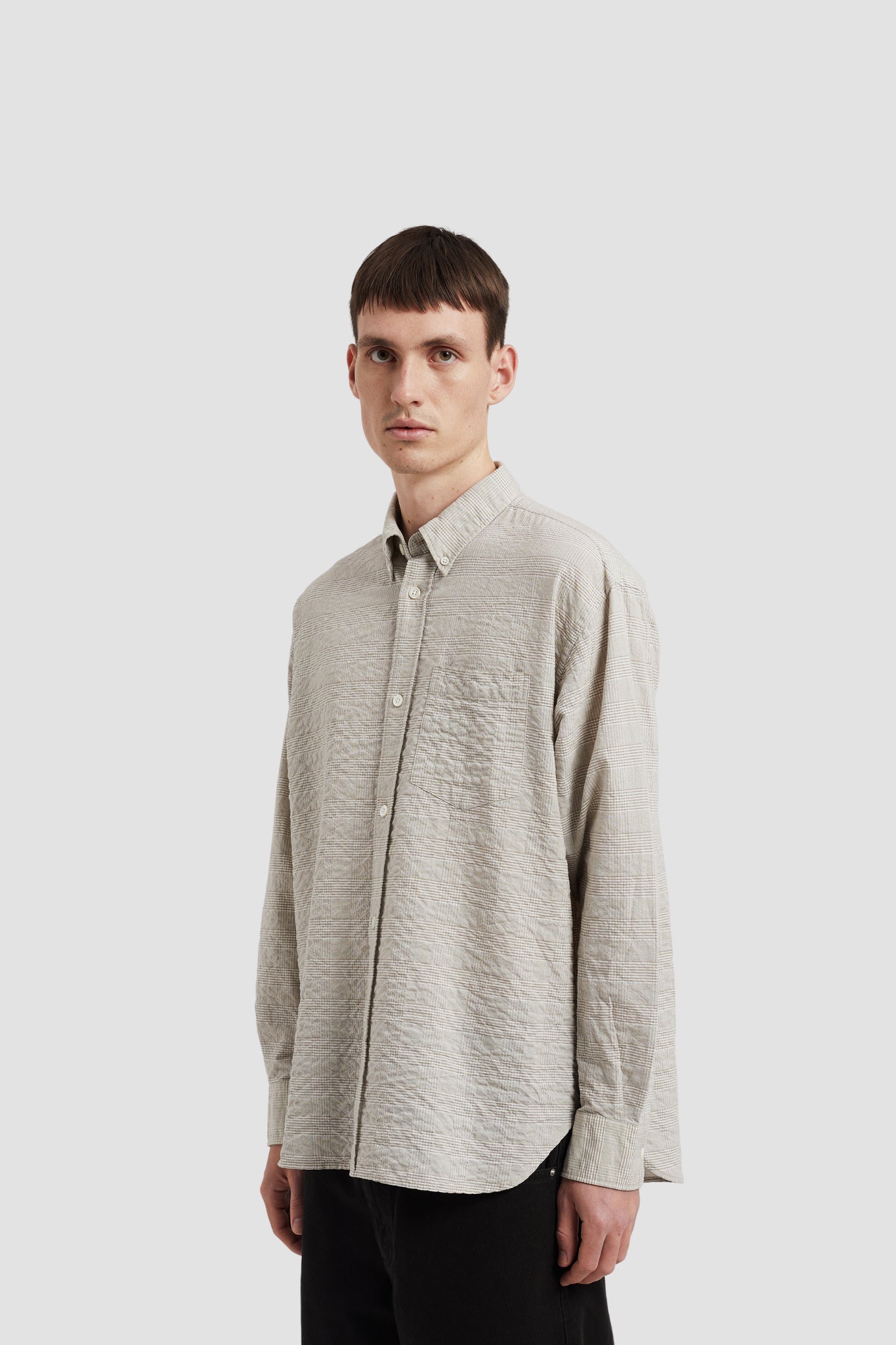 MO OVERSIZED CHECK SHIRT Oatmeal