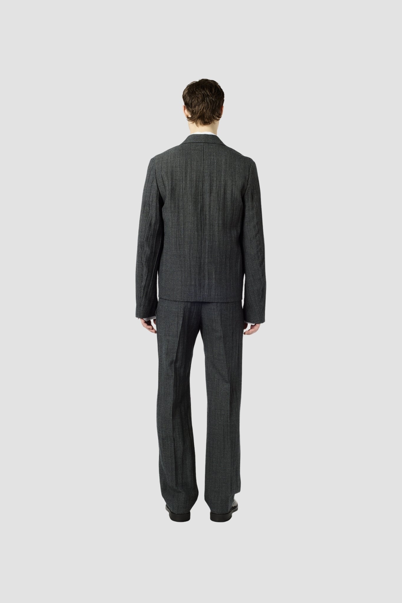 TEMP BLAZER, Stone Grey Plisse Wool