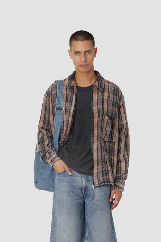 ZAYNE ZIP SHIRT Bleached Check
