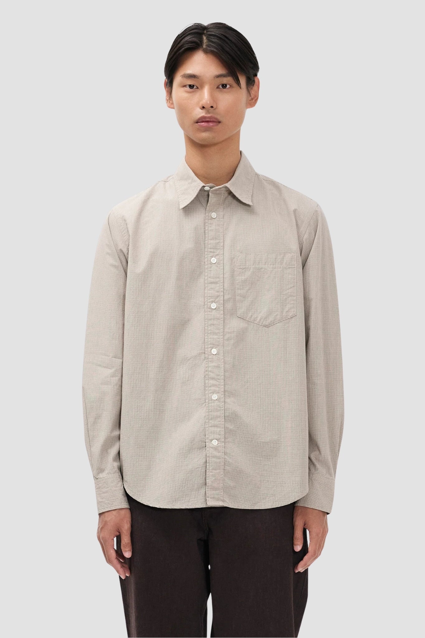 KONGSHOVED MINI HERRINGBONE TWILL RELAXED SHIRT Natural Ecru