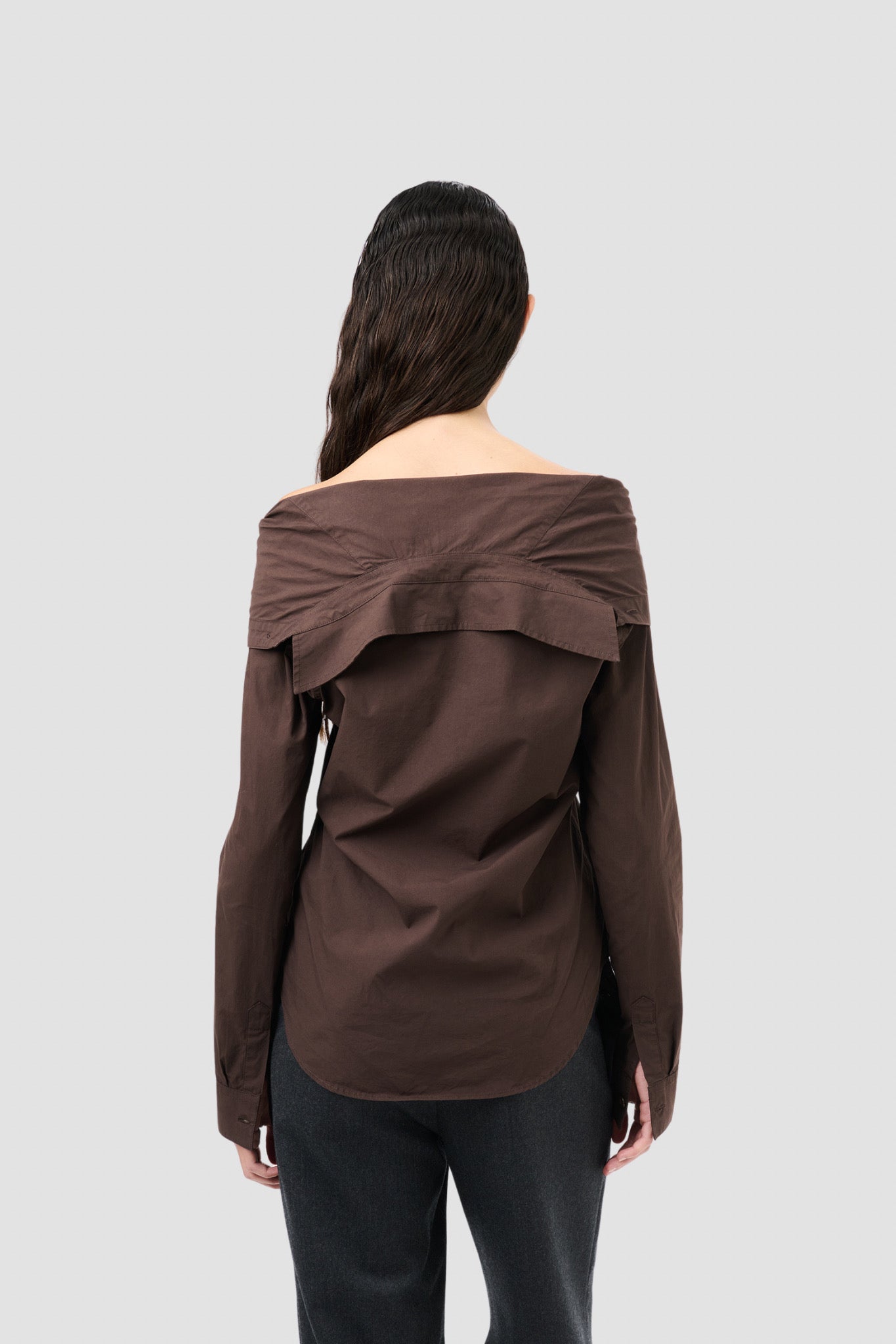 KAONASHI SHIRT Hefty Brown Coarse Poplin