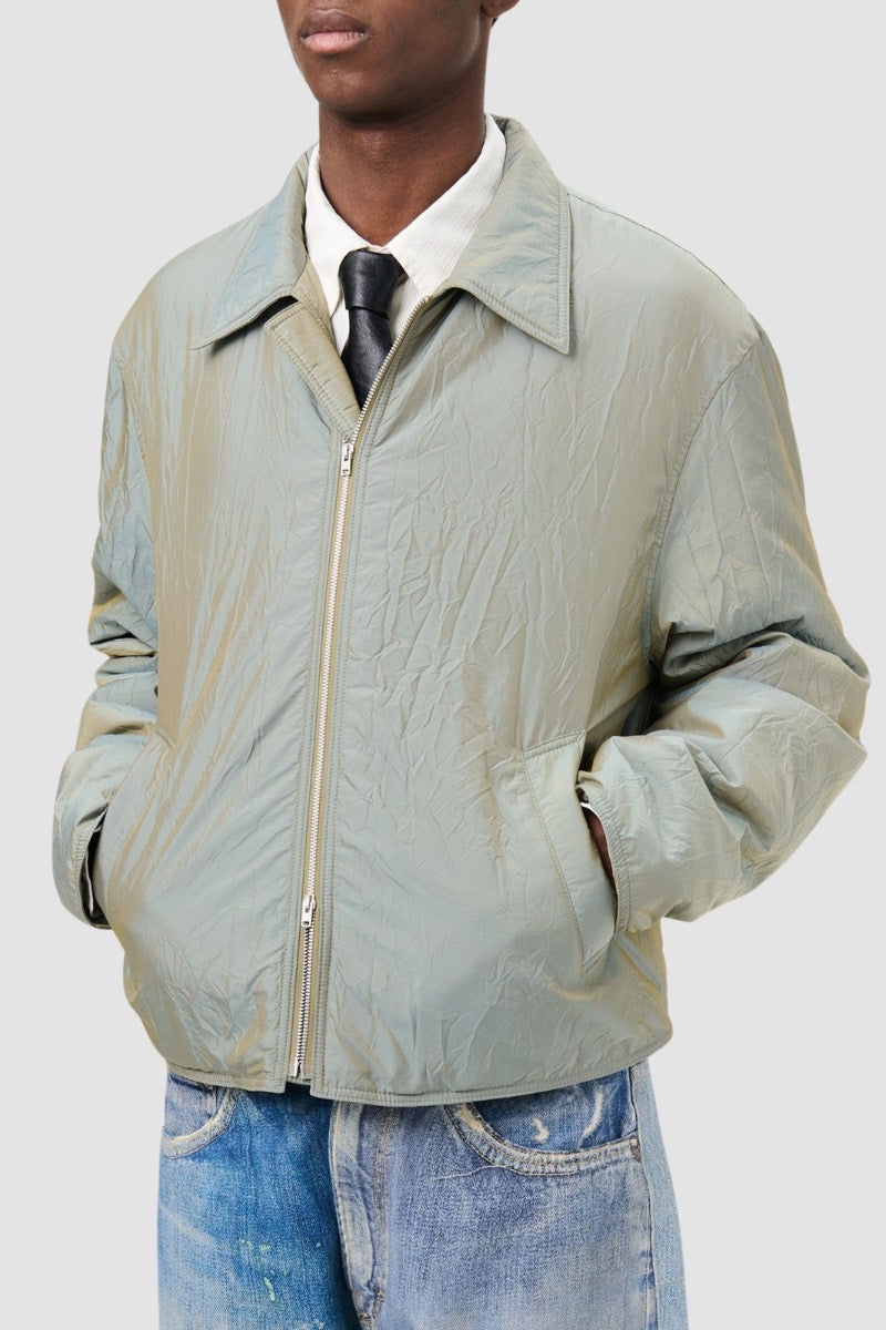 SLIGHT JACKET Shining Olive Crinkle Solaro