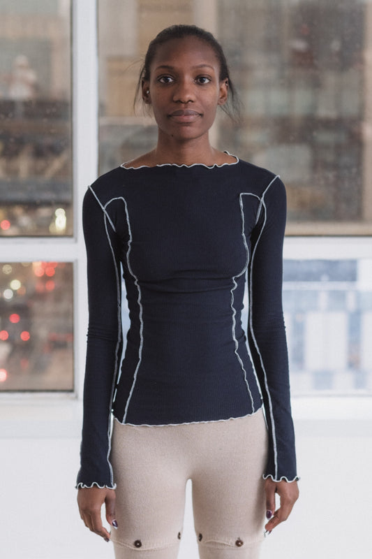 OMATO L/S TEE Murano/ Navy