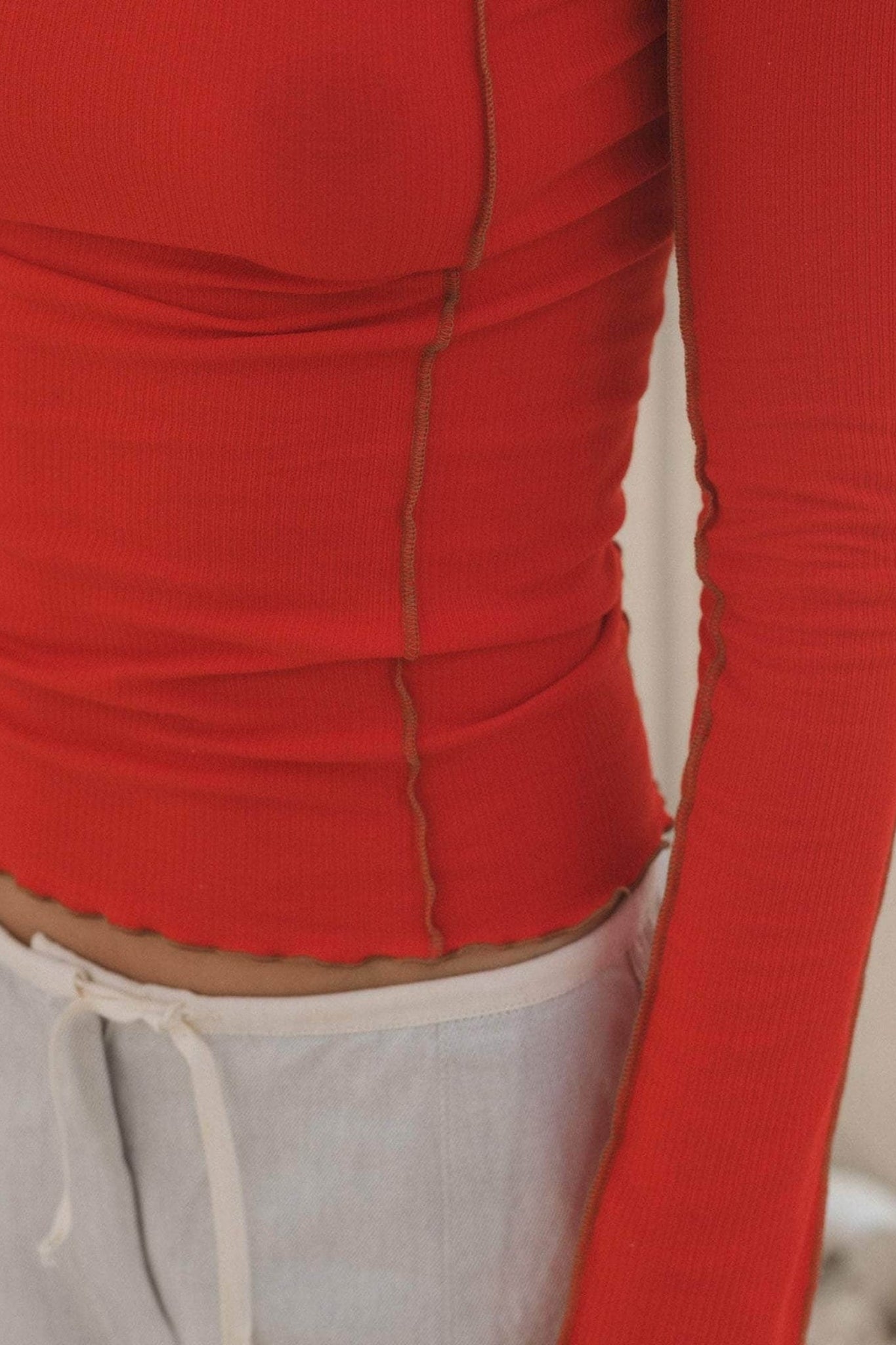 OMATO LONG SLEEVE TEE MY RED/BROWN