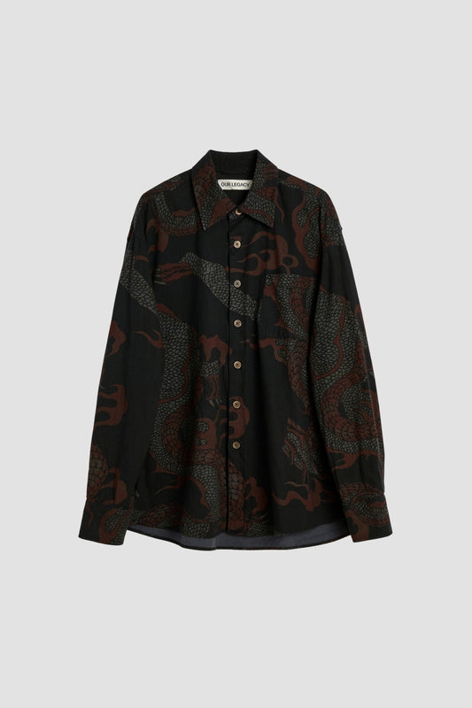 ABOVE SHIRT Brown Abstract Snake Print
