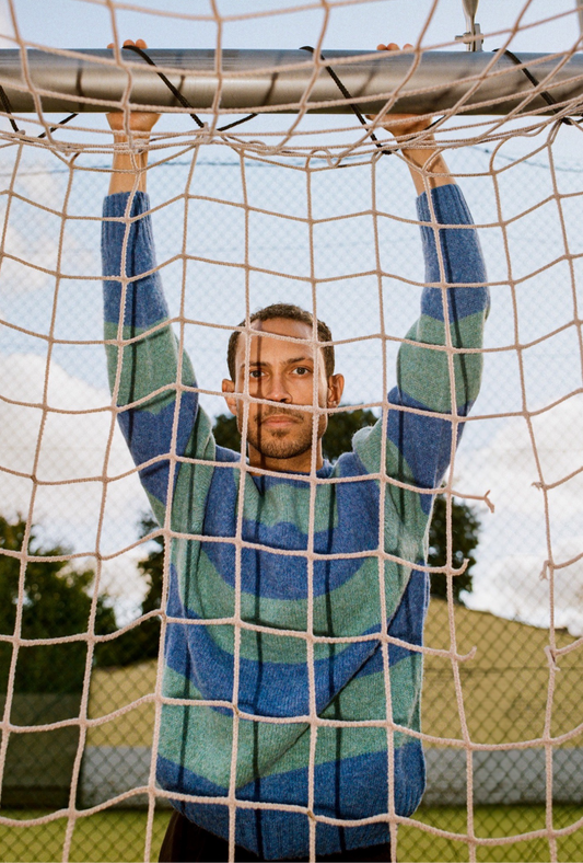 SUEDEHEAD STRIPE CREW KNIT BLUE TOON/GEMSTONE