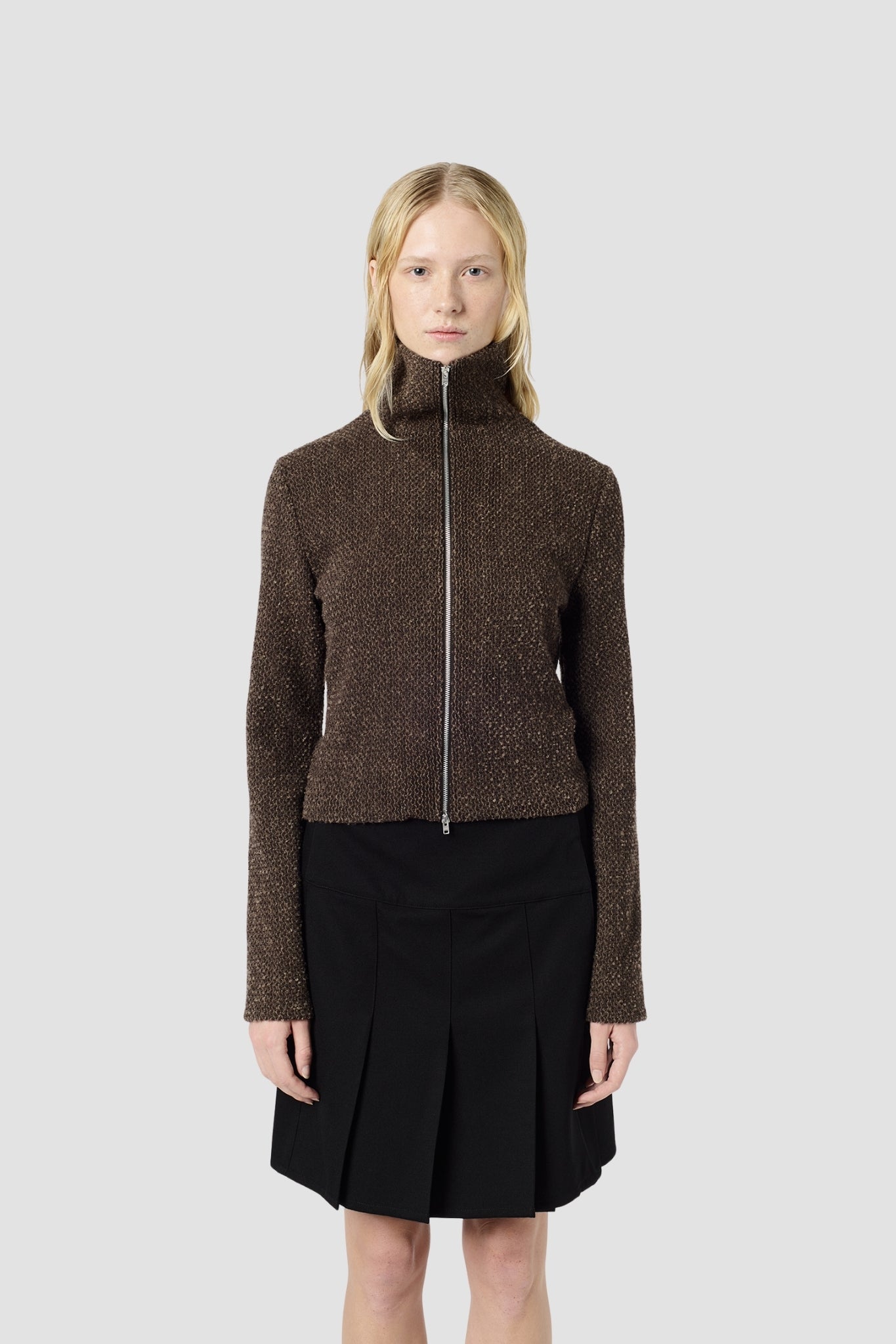 SLIM ZIP LONGSLEEVE Brown Sparse Buckle