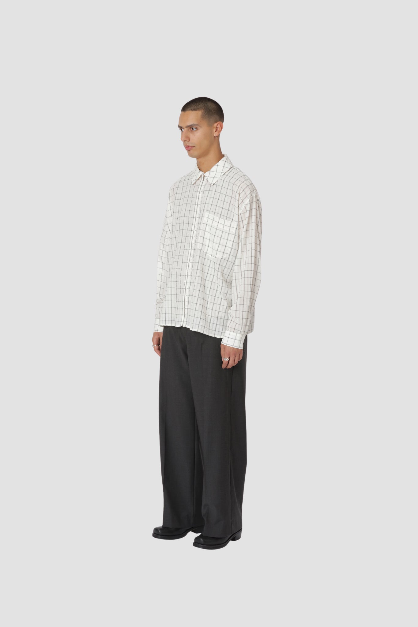 ZAYNE ZIP SHIRT Grey check