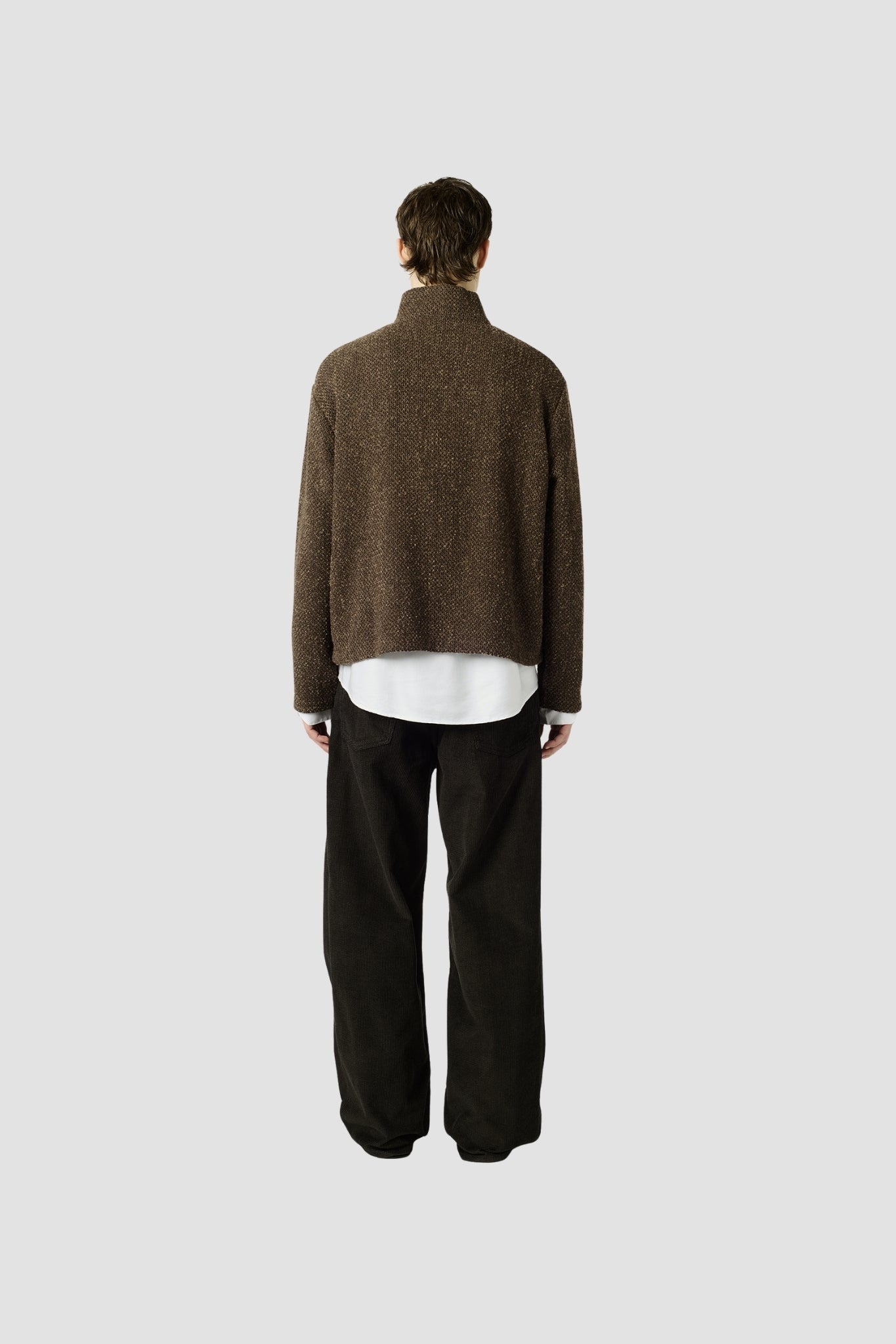SHRUNKEN FULLZIP POLO Brown Sparse Buckle