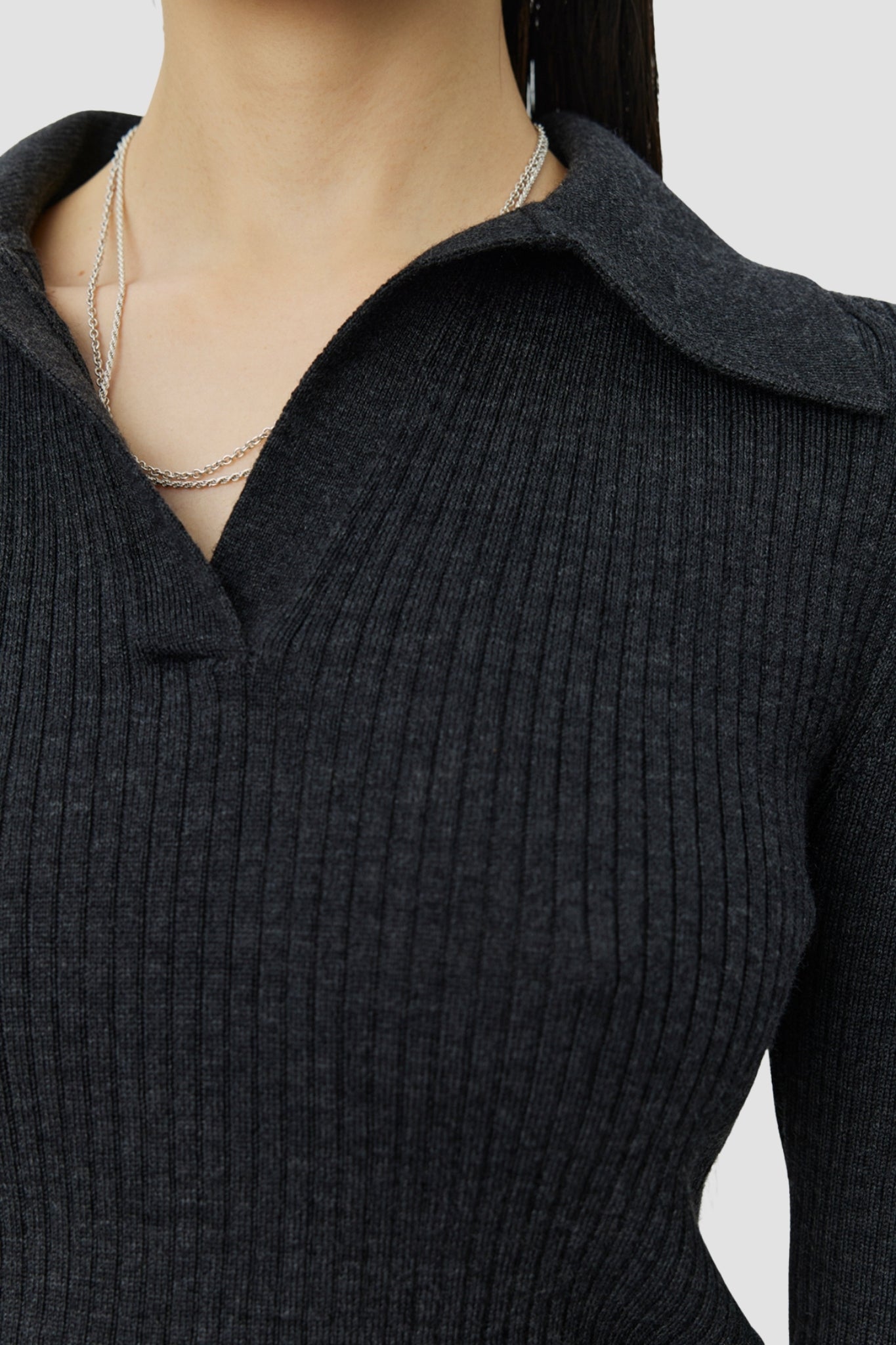 OPEN PLACKET POLO Dark Grey