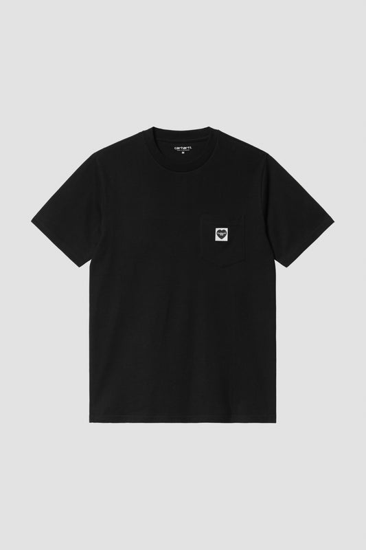 S/S POCKET HEART T-SHIRT Black / Black