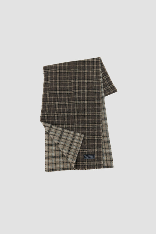 WOOL SCARF Brown Double Faced Check