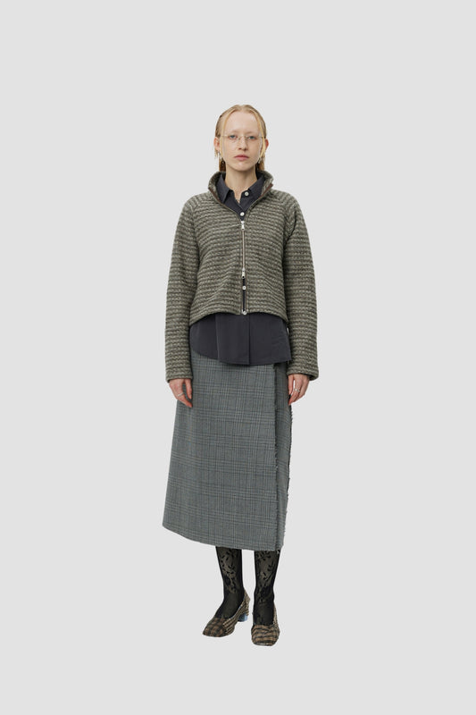 CROPPED LEISURE ZIP UP Shredded Brown Stripe