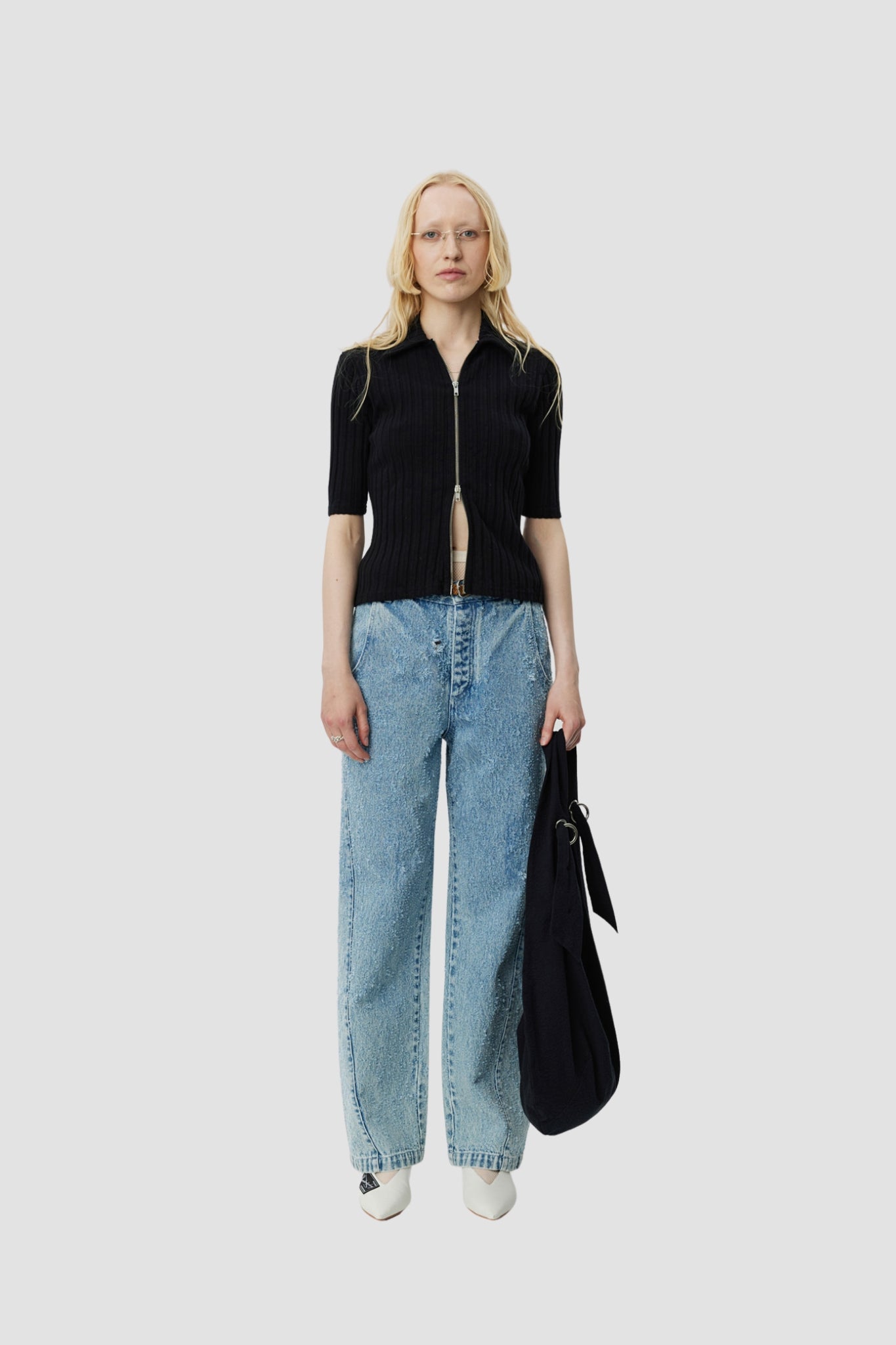 ZIP UP POLO Black Rib