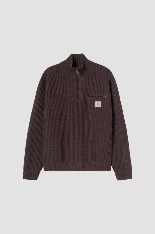 DETROIT HALF ZIP SWEATER Palisander