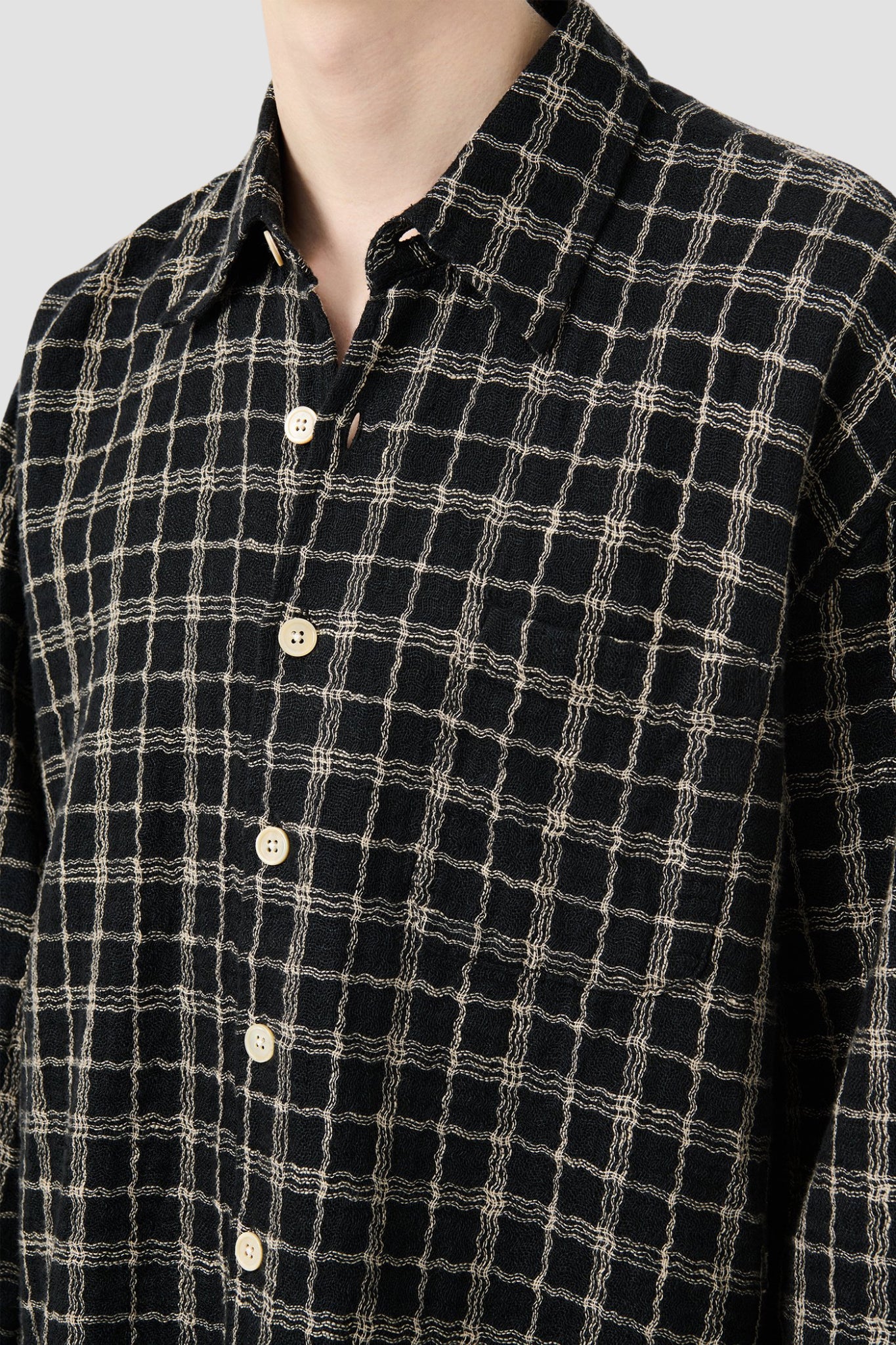 ABOVE SHIRT Black Fishnet Cloth