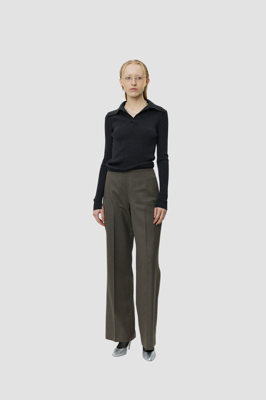 TAPER TROUSERS Taupe Wool