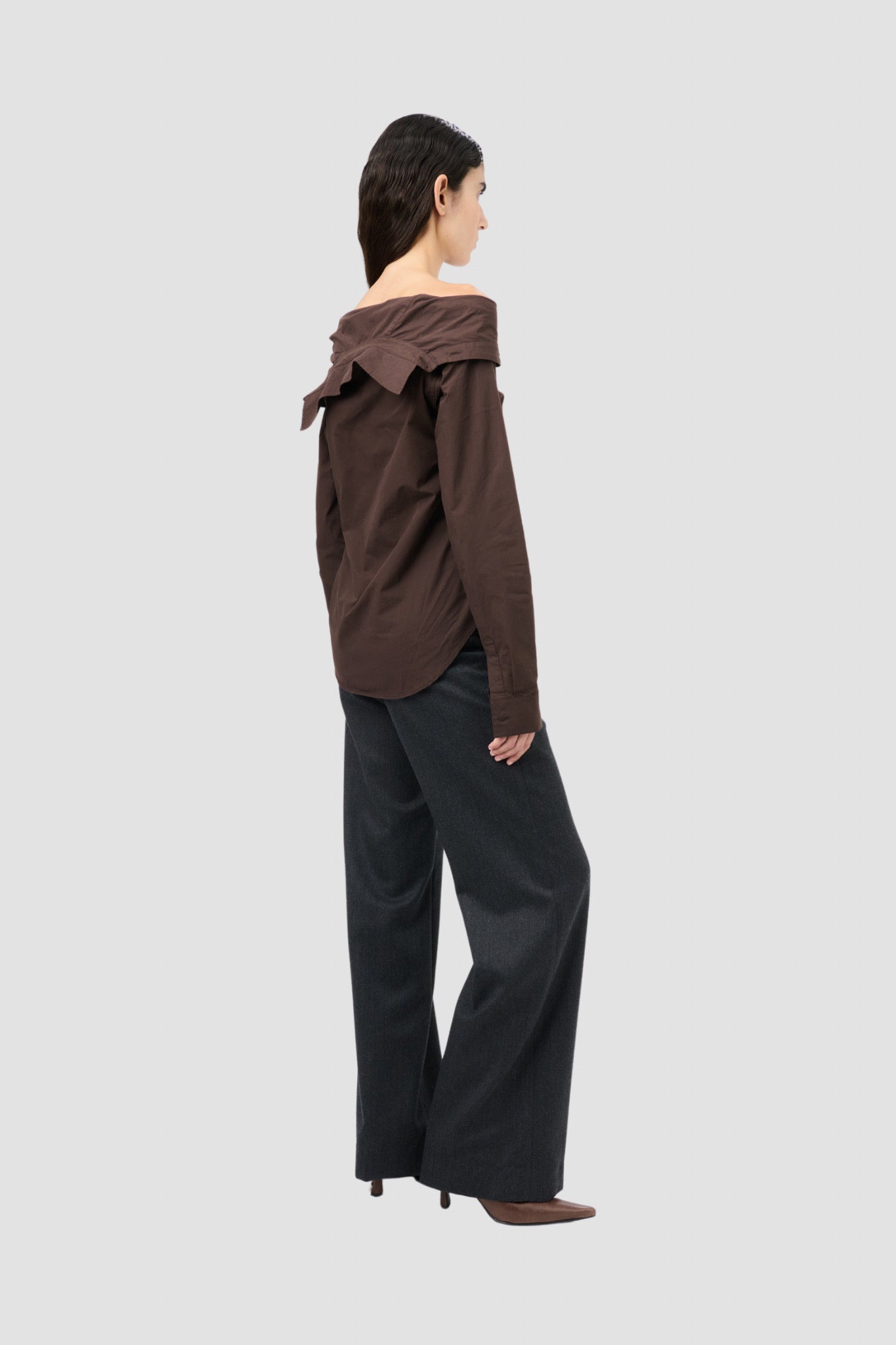 KAONASHI SHIRT Hefty Brown Coarse Poplin