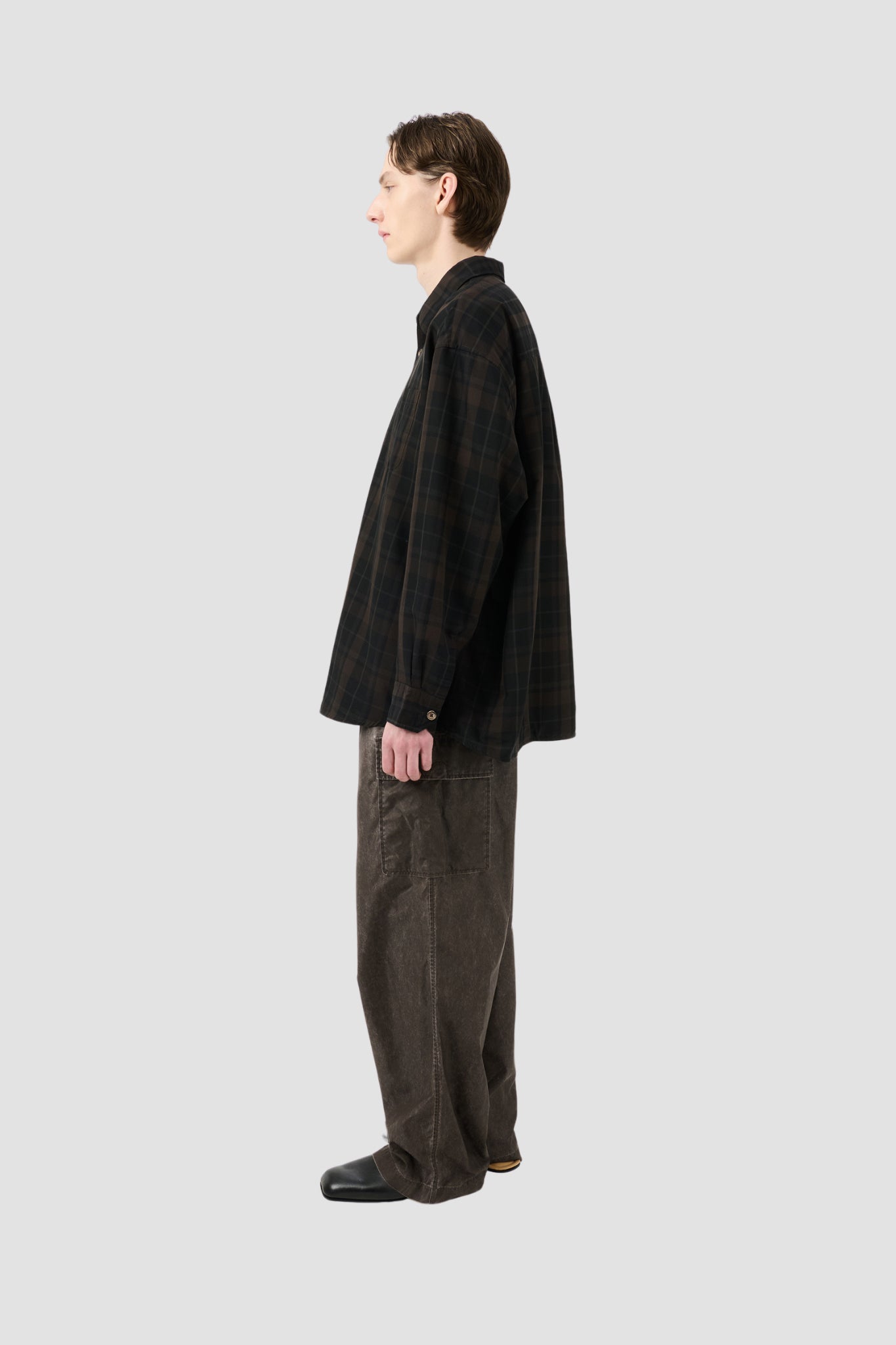 BORROWED SHIRT Black Sheer Shadow Check