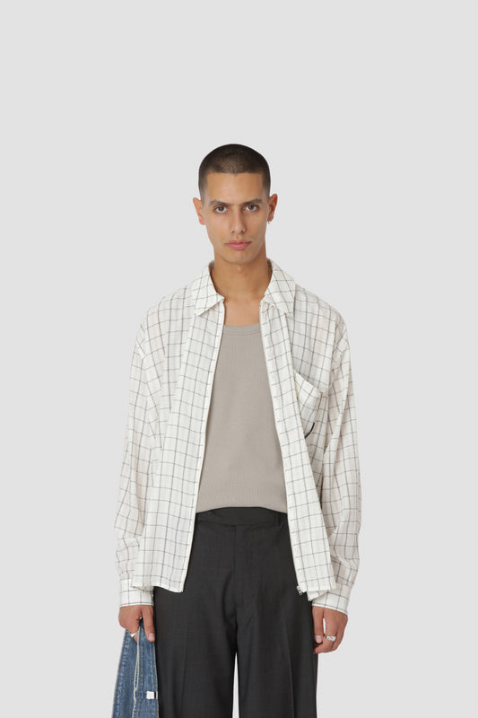 ZAYNE ZIP SHIRT Grey check