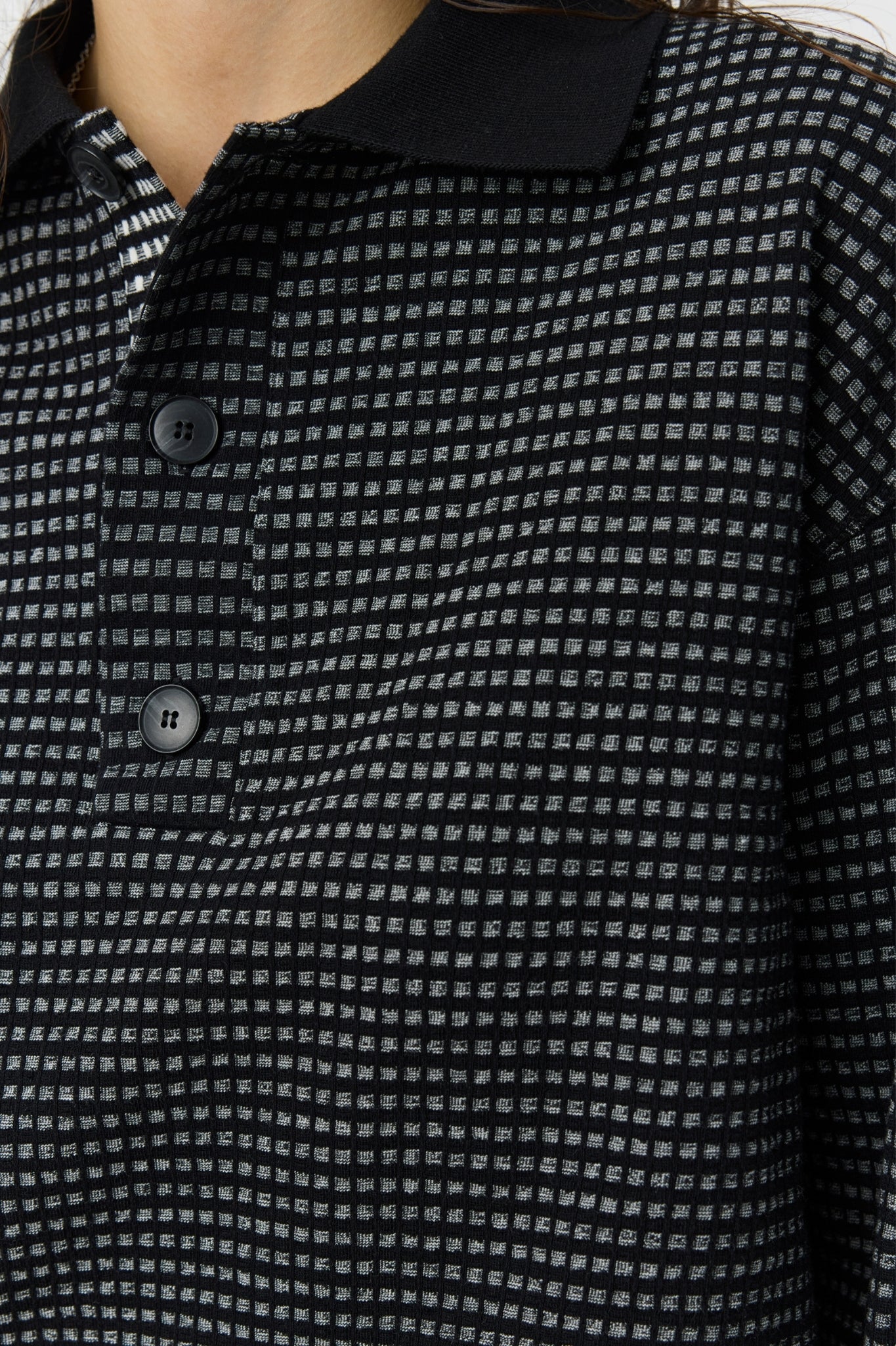 CROPPED LEISURE ZIP UP W Black Experienced Check