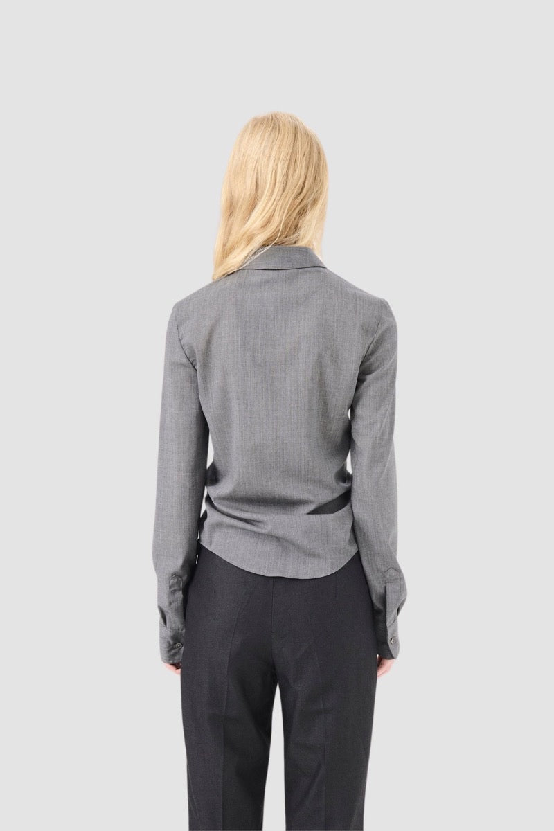 SLIM ZIP SHIRT Ripe Antracite Grainy Wool