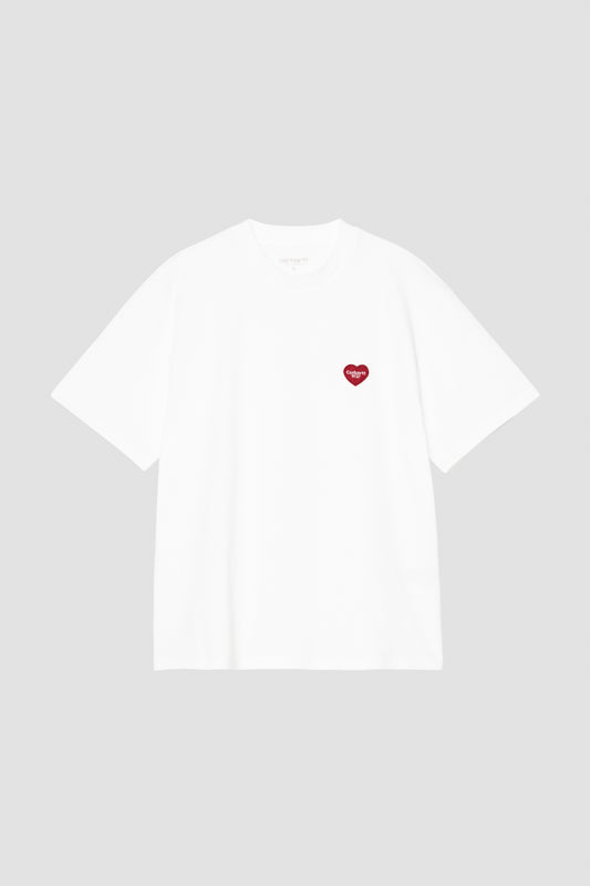 WS/S POCKET HEART T-SHIRT White/Red