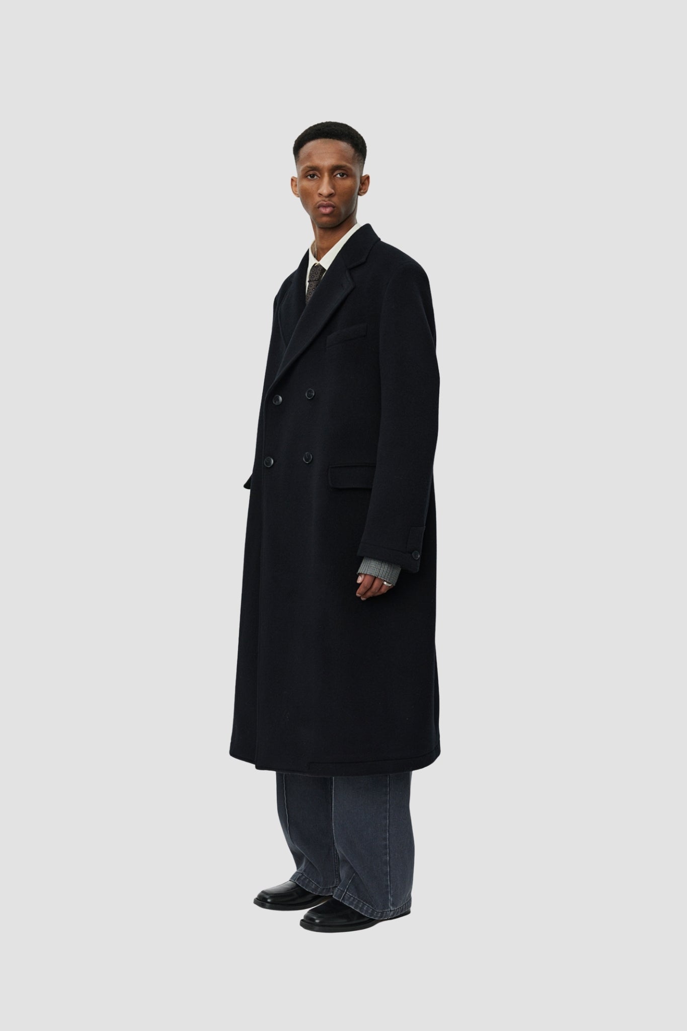 CONFERENCE COAT Black Recycled Wool