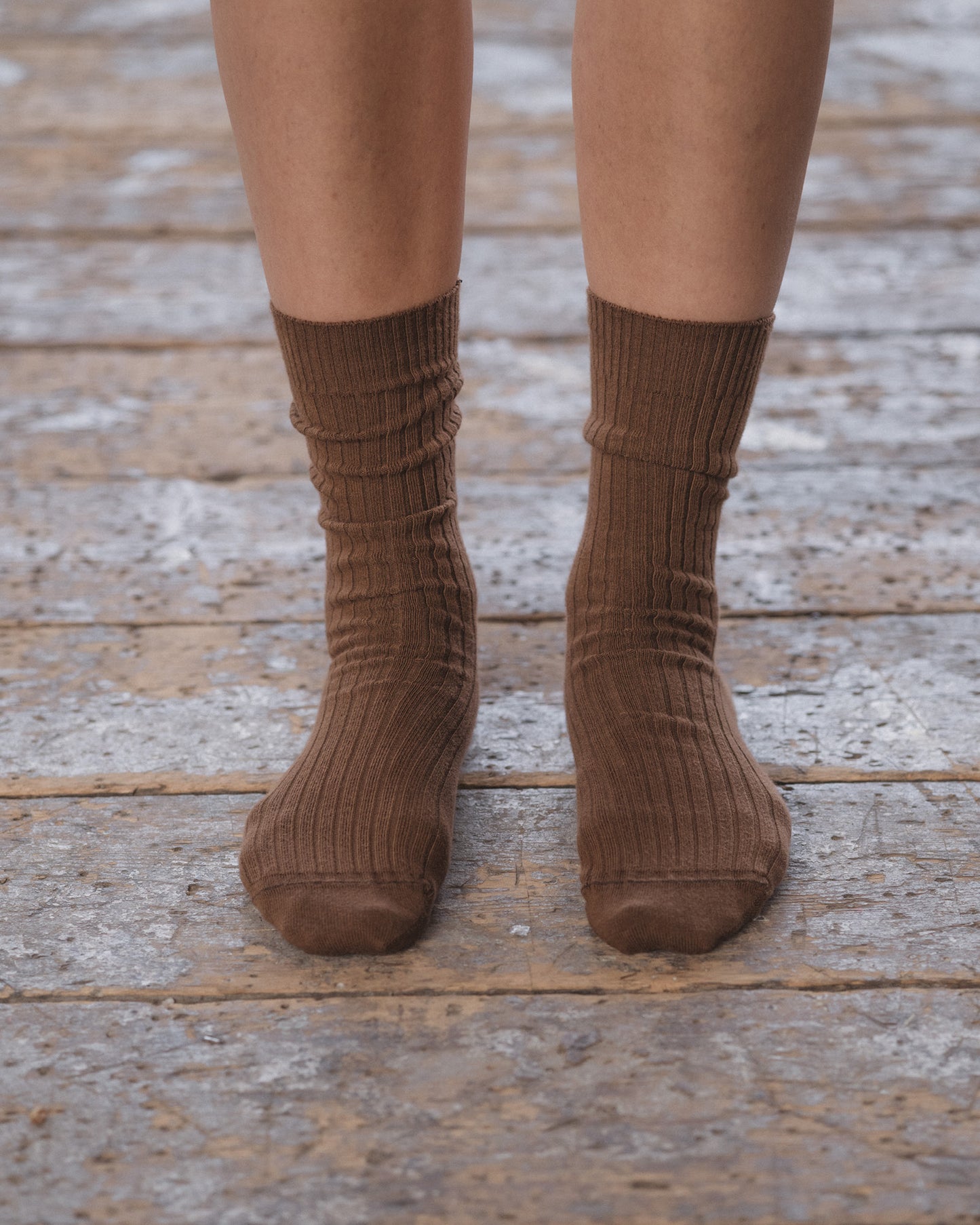 RIB OVERANKLE SOCKS Nocciola Brown