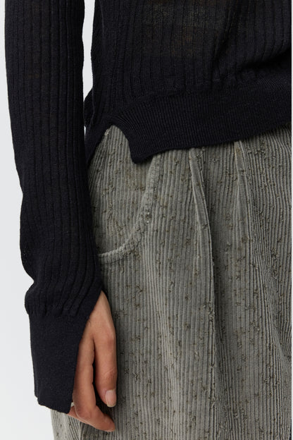 PARTIAL PLACKET POLO Black Rib