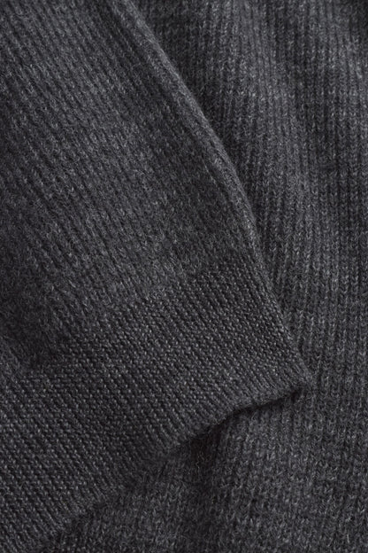 HENNING COTTON WOOL RIB SWEATER Dark Grey Melange