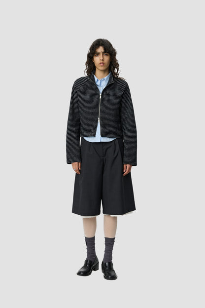 CROPPED LEISURE ZIP UP W Black Experienced Check