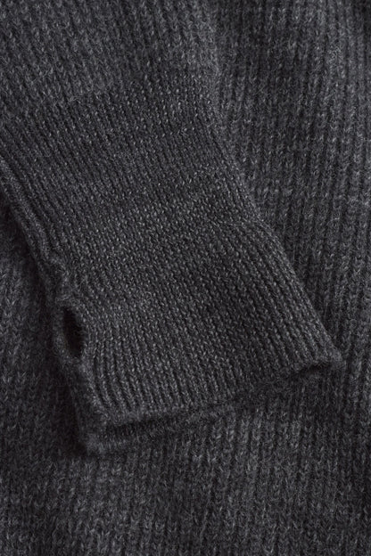 HENNING COTTON WOOL RIB SWEATER Dark Grey Melange