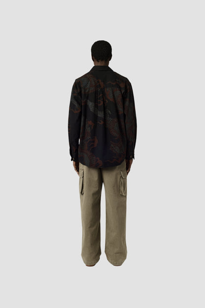 ABOVE SHIRT Brown Abstract Snake Print