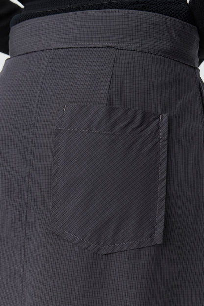 CLASSIC WRAP SKIRT Mushroom Micro Check Poplin